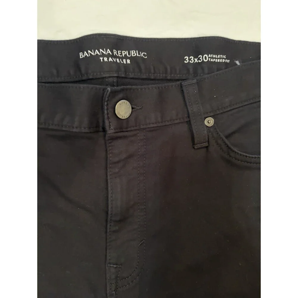 Banana Republic Pants Men's 33x30 Black Traveler Athletic Tapered Fit 5-Pocket